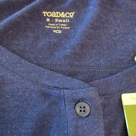 Women's Toad&Co Aria Henley Long Sleeve Top Two Button Mariner Blue Size XS - Picture 4 of 8
